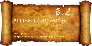 Biliczki Lóránt névjegykártya